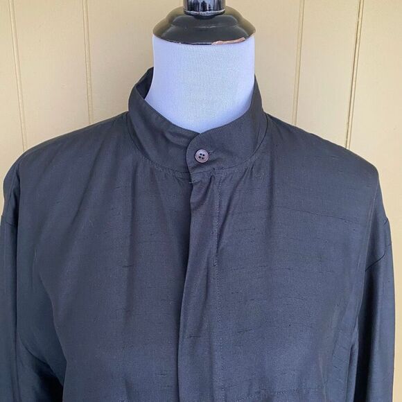 Bocci women XL 100% silk full zip jacket w/mock collar black - Picture 4 of 13